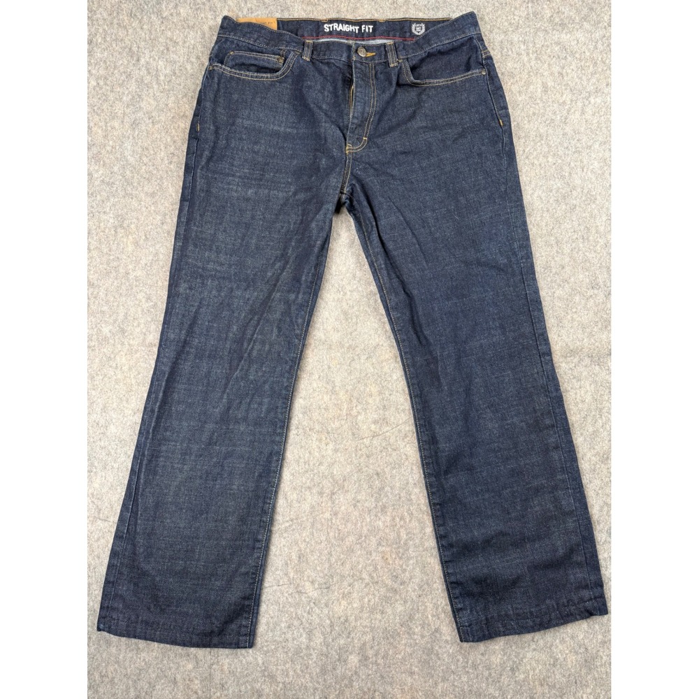 Chaps Denim Mens 36x32 Straight Fit Jeans Dark Wash 100% Cotton 1978 RN41381